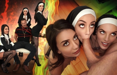 Natalie Brooks, Selena Love, Fiona Frost - Three Horny Nuns Fuck The Devil Out Of Him